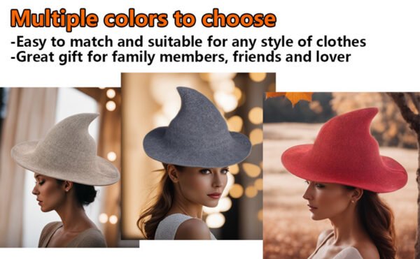 Foldable Women Halloween Witch Hat For Masquerade Party - Image 3