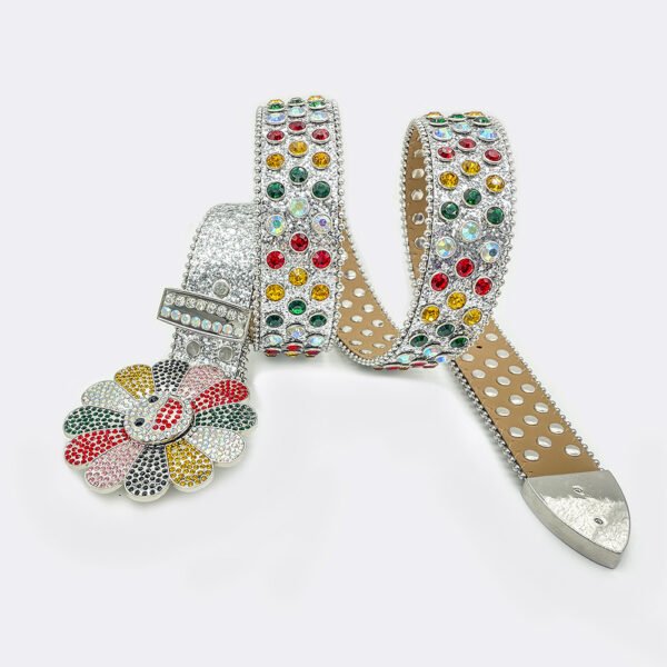 NEW STYLE Rhinestone Belt For Women With Rotating Sunflower Buckle