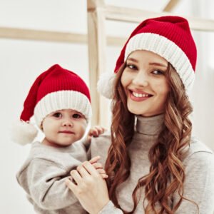 Adult Kids Santa Hat Christmas Knit Stocking Hat
