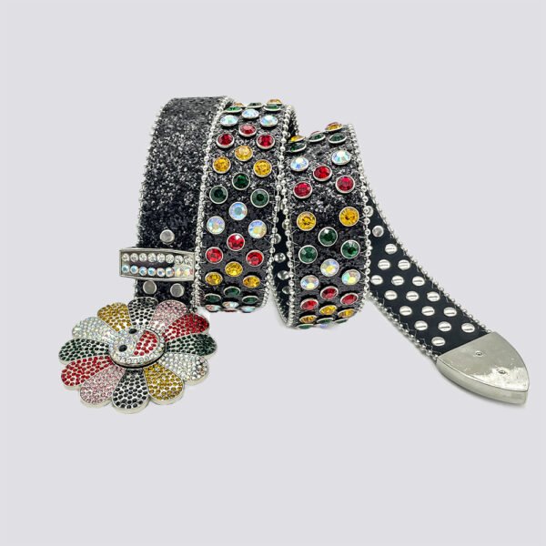 NEW STYLE Rhinestone Belt For Women With Rotating Sunflower Buckle - Image 2