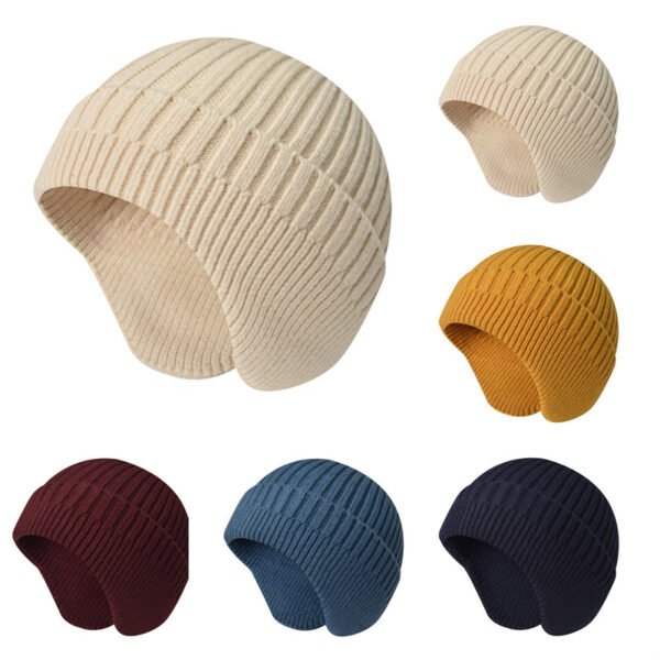 Windproof Knitted Hat Beanie With Ear Flaps For Men And Women