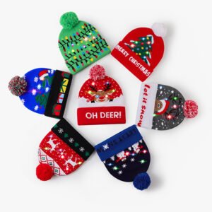 Customized Christmas Knitted Hat With LED Lights