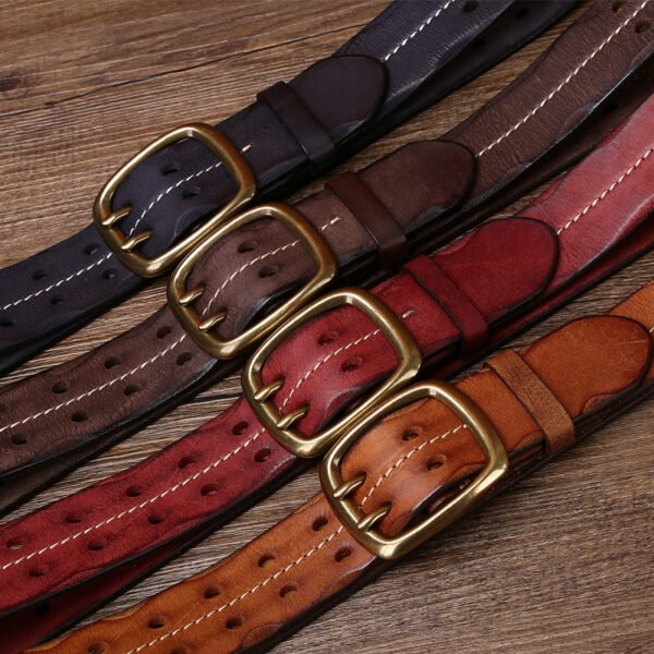 Handmade Men's designer Belts With Vintage Brass Buckle - Image 3