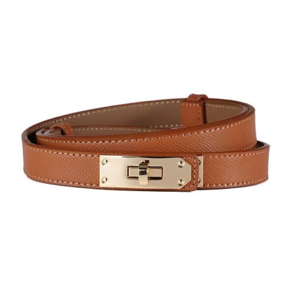 Women's Leather Skinny Belt With Turn-lock Buckle