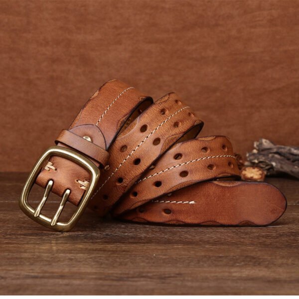 Handmade Men's designer Belts With Vintage Brass Buckle