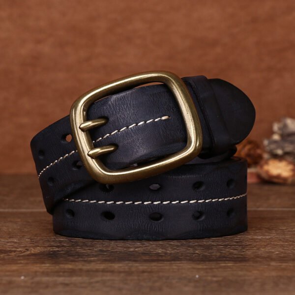 Handmade Men's designer Belts With Vintage Brass Buckle - Image 4