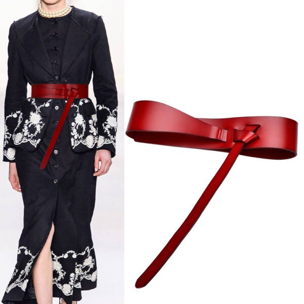 Women Wide Leather Knot Belt For Dress - Image 2
