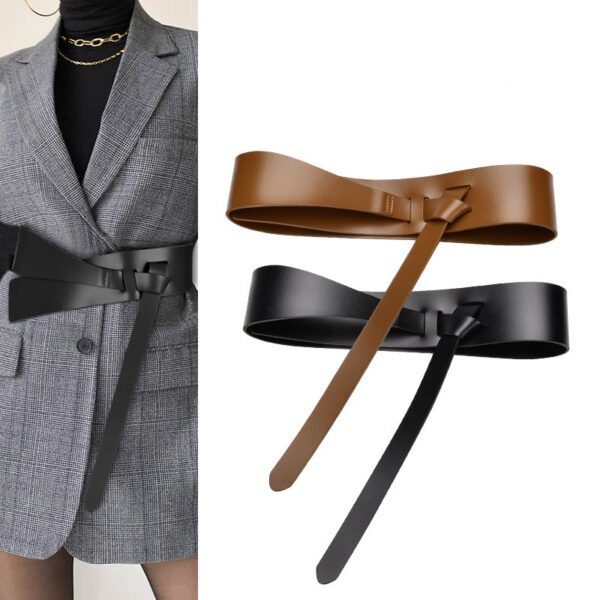 Women Wide Leather Knot Belt For Dress - Image 3