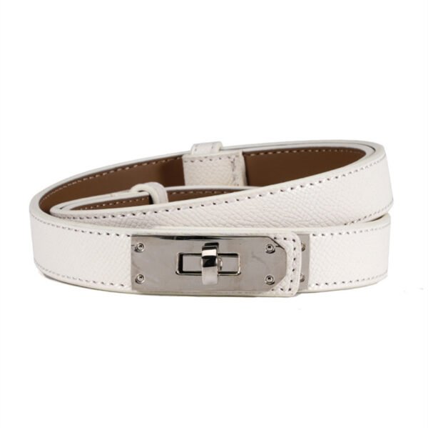 Women's Leather Skinny Belt With Turn-lock Buckle - Image 3