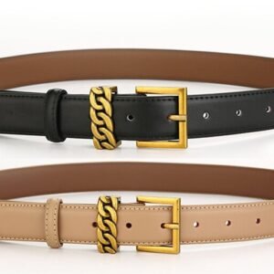 Custom Design Vintage Leather Belt With Square Buckle