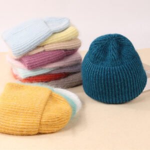 Roll-up Edge Knitted Beanie Women's Skull Cap
